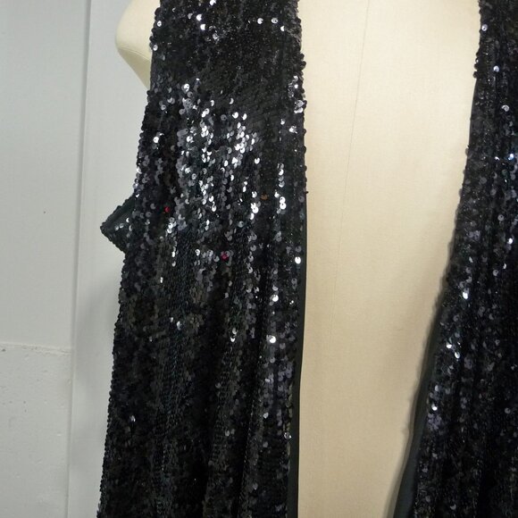 LUCKY & BLESSED BLACK SEQUIN CARDIGAN VEST 3X - Picture 3 of 9